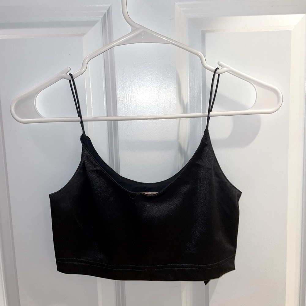 Urban Outfitters Out from Under Black Satin Crop Top